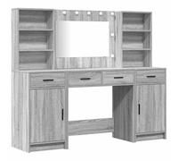 Eleganz Coiffeuse avec 3 pièces en bois Sonoma gris - Ensemble de meubles de chambre à coucher avec éclairage, élégant et pratique pour un maquillage parfait