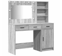 Eleganz Coiffeuse avec éclairage miroir - 2 pièces - En bois gris - Ensemble de meubles de chambre à coucher avec éclairage, espace de rangement et design moderne