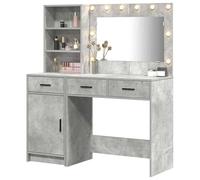 Eleganz Coiffeuse avec éclairage miroir 2 pièces en bois gris - Ensemble de meubles de chambre à coucher au design élégant et rangement pratique