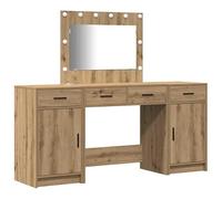 Eleganz Coiffeuse avec éclairage miroir 3 pièces en bois - Ensemble de meubles de chambre à coucher marron élégant et peu encombrant