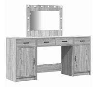 Eleganz Coiffeuse avec éclairage miroir 3 pièces gris - Ensemble de meubles de chambre à coucher en bois élégant et peu encombrant pour la chambre à coucher