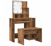 Eleganz Coiffeuse avec lampes aspect bois vieilli - Matériau en bois et acrylique - Ensemble de meubles élégant pour chambre à coucher - Éclairage pratique et espace de rangement