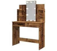 Eleganz Coiffeuse avec lumières aspect bois vieilli 96 x 40 x 142 cm - Matériau bois et verre - Set de table de maquillage élégant pour chambre à coucher