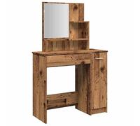 Eleganz Coiffeuse avec miroir aspect bois vieilli 86,5 x 35 x 136 cm - Ensemble de meubles de chambre à coucher pour maquillage et rangement élégants