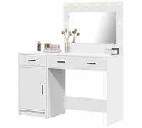 Eleganz Coiffeuse avec porte, 2 pièces, blanche, 40 x 41 x 75 cm, en bois dérivé, ensemble de chambre à coucher avec espace de rangement pratique et design moderne