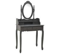 Eleganz Coiffeuse avec tabouret gris 75 x 69 x 140 cm - Bois de paulownia et MDF | Ensemble de meubles de chambre à coucher | Élégant et stable avec mousse | Peu encombrant et durable