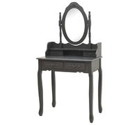 Eleganz Coiffeuse avec tabouret gris 75 x 69 x 140 cm - Ensemble de meubles de chambre à coucher en bois de paulownia et MDF confortable avec mousse - Élégant et stable pour une chambre à coucher