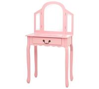 Eleganz Coiffeuse avec tabouret rose 65 x 36 x 128 cm en bois de paulownia et MDF - Ensemble élégant de meubles de chambre à coucher pour chambre de fille, durable et peu encombrant