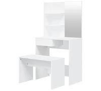 Eleganz Coiffeuse blanche 74,5 x 40 x 141 cm en bois et acrylique | Meubles de chambre à coucher avec miroir | Élégant et fonctionnel pour femme | Taille compacte idéale pour les petits espaces