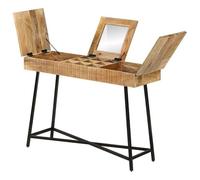 Eleganz Coiffeuse en bois de manguier brut massif et fer - Ensemble de meubles de chambre à coucher avec revêtement en poudre noire - Élégant et durable pour un intérieur élégant