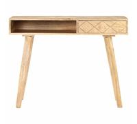 Eleganz Coiffeuse en bois de manguier massif avec verre | 100 x 50 x 76 cm | Finition naturelle | Meubles élégants pour chambre à coucher et salon | Durable et respectueux de l'environnement