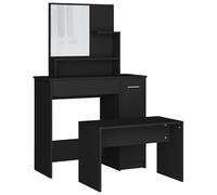Eleganz Coiffeuse noire 86,5 x 35 x 136 cm | Ensemble de meubles de chambre à coucher avec miroir | Élégant et pratique pour le maquillage et les bijoux | Construction stable et grande surface de