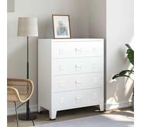 Eleganz Commode industrielle avec tiroirs en métal, blanche, 78 x 40 x 93 cm, rangement stable pour salon, bureau ou atelier, design moderne et durable