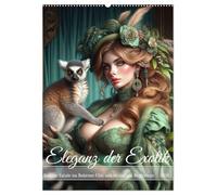 Eleganz der Exotik - Femme Fatale im Bohème-Chic mit tierischen Begleitern (Wandkalender 2026 DIN A2 hoch), CALVENDO Monatskalender: Verführung und Wildnis in kunstvollen Kompositionen