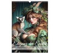 Eleganz der Exotik - Femme Fatale im Bohème-Chic mit tierischen Begleitern (Wandkalender 2026 DIN A3 hoch), CALVENDO Monatskalender: Verführung und Wildnis in kunstvollen Kompositionen