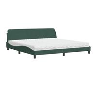 Eleganz Dover Lit avec matelas vert foncé, 200 x 200 cm, housse en velours pour chambre à coucher, durable et confortable, solution parfaite pour un sommeil réparateur
