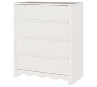 Eleganz Drammen Commode blanche 76,5 x 40 x 91 cm, en pin massif, armoire pour salon, rangement stable et aspect naturel, idéale pour les petits espaces