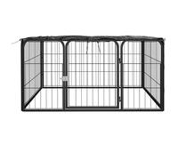 Eleganz Enclos pour chien 4 pièces, noir, 100 x 50 cm, acier revêtu par pulvérisation, robuste et durable, pour chiens de toutes tailles, idéal pour le jardin et la terrasse