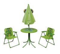 Eleganz Ensemble bistro de jardin 3 pièces pour enfants avec parasol vert | Tube en acier et tissu textile | Parfait pour les petits jardins | Sûr et durable