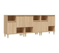 Eleganz Ensemble buffet 3 pièces, en chêne Sonoma et bois massif d'eucalyptus, 60 x 35 x 70 cm, élégant et peu encombrant, matériau à base de bois durable et facile d'entretien