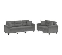 Eleganz Ensemble canapé 2 pièces avec coussins pour salon et balcon, tissu microfibre gris foncé, confortable et facile d'entretien, parfait pour les petits espaces et les hôtes