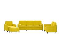 Eleganz Ensemble canapé 4 pièces avec coussins - Futon pour salon ou chambre à coucher - Tissu velours jaune, confortable et élégant - Idéal pour les petits espaces