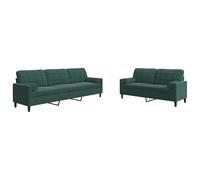 Eleganz Ensemble canapé futon vert foncé avec coussins et traversins - Housse en velours pour salon et petits espaces - Confortable et durable