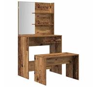 Eleganz Ensemble coiffeuse aspect bois vieilli - Meuble de chambre à coucher en bois et acrylique - Élégant et stable pour le maquillage - Kit complet avec miroir
