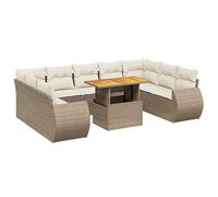 Eleganz Ensemble de 10 canapés de jardin avec coussins beige - Rotin PE et acier revêtu par pulvérisation - Durable et résistant aux intempéries - Parfait pour les terrasses et les jardins