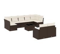 Eleganz Ensemble de 10 canapés de jardin avec coussins en rotin PE et acier revêtu par pulvérisation - Durable et résistant aux intempéries pour terrasse et jardin - Parfait pour les familles et la