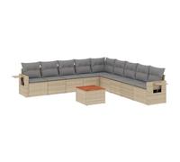Eleganz Ensemble de 10 canapés de jardin avec coussins en rotin synthétique - Beige - Meubles d'extérieur pour terrasse et balcon - Résistant aux intempéries et confortable