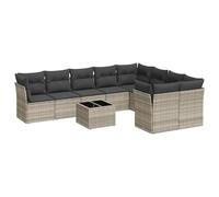 Eleganz Ensemble de 10 canapés de jardin en rotin PE et acier revêtu par pulvérisation - Durable et résistant aux intempéries - Parfait pour la terrasse et le jardin