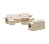 Eleganz Ensemble de 10 meubles de jardin avec coussins beige - En rotin synthétique - Pour terrasse et balcon - Résistant aux intempéries et confortable - Paysage moderne
