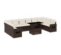 Eleganz Ensemble de 11 canapés de jardin en rotin PE avec coussins - Canapé d'extérieur durable pour terrasse et jardin - Cadre en acier revêtu par pulvérisation - Idéal pour les familles et les