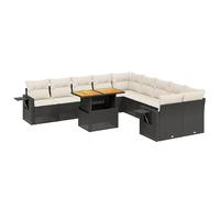 Eleganz Ensemble de 11 canapés de jardin en rotin synthétique noir avec coussins, acier revêtu par pulvérisation, durable et résistant aux intempéries, parfait pour la terrasse et le jardin