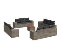 Eleganz Ensemble de 13 canapés de jardin en polyrotin gris avec coussins - Meubles d'extérieur résistants aux intempéries pour terrasse et balcon - Salon confortable pour les amateurs de jardin