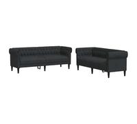 Eleganz Ensemble de 2 canapés futon en tissu noir - Lit futon moderne pour salon et chambre à coucher - Peu encombrant et confortable - Idéal pour les petits espaces et les invités