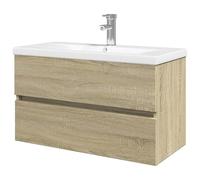 Eleganz Ensemble de 2 meubles de salle de bain en bois et céramique, ensemble de meubles de salle de bain modernes pour les petits espaces, élégant et peu encombrant