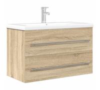 Eleganz Ensemble de 2 meubles de salle de bain en chêne Sonoma en bois - Ensemble de meubles de salle de bain modernes pour une ambiance élégante, durable et peu encombrant