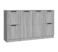 Eleganz Ensemble de 3 buffets gris Sonoma - Meubles de salon en bois - Ensemble de rangement élégant pour les espaces de vie modernes - Durable et peu encombrant