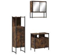 Eleganz Ensemble de 3 meubles de salle de bain en bois et acier revêtu par pulvérisation - Ensemble de salle de bain moderne avec verre pour un rangement élégant