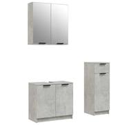 Eleganz Ensemble de 3 meubles de salle de bain gris béton en bois et verre - Ensemble de meubles de salle de bain modernes pour un design élégant et un rangement pratique