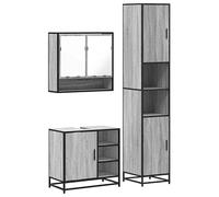 Eleganz Ensemble de 3 meubles de salle de bain gris Sonoma en bois, métal et verre - Ensemble de meubles de salle de bain modernes pour une ambiance élégante, peu encombrant et durable