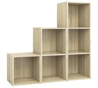 Eleganz Ensemble de 3 meubles TV en chêne Sonoma - En bois - Pied moderne pour haut-parleurs et téléviseurs - Peu encombrant et élégant pour le salon