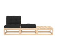 Eleganz Ensemble de 3 pièces de salon de jardin en pin massif avec coussin, 100 % polyester, durable et respectueux de l'environnement, parfait pour la terrasse et le jardin