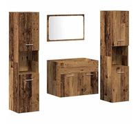 Eleganz Ensemble de 4 armoires de salle de bain en bois naturel - Ensemble de meubles de salle de bain élégants au design bois recyclé - Peu encombrant et durable pour plus d'ordre