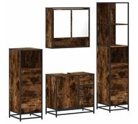 Eleganz Ensemble de 4 meubles de salle de bain en chêne fumé et métal - Ensemble de meubles de salle de bain modernes pour une ambiance élégante, durable et peu encombrant