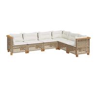 Eleganz Ensemble de 6 canapés de jardin en rotin avec coussins beige - Résistant aux intempéries et confortable pour terrasse, balcon ou jardin - Ensemble de salon d'extérieur moderne