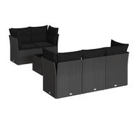 Eleganz Ensemble de 6 canapés de jardin en rotin synthétique noir avec coussins, acier revêtu par pulvérisation, durable et résistant aux intempéries, parfait pour la terrasse et le jardin