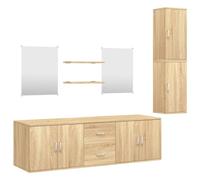 Eleganz Ensemble de 7 meubles de salle de bain aspect chêne en bois et verre - Ensemble de salle de bain moderne pour une ambiance élégante, peu encombrant et durable